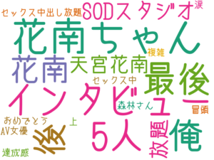 花南ちゃん, インタビュー, 後, 5人, 最後, 俺, 花南, SODスタジオ, 天宮花南, 放題, セックス中出し放題, 上, セックス中, 涙, AV女優, 達成感, 冒頭, おめでとう, 複雑, 森林さん