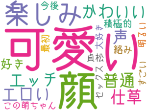 可愛い, 顔, 楽しみ, かわいい, エロい, 声, 仕草, 普通, エッチ, 好き, 積極的, 絡み, 今後, 最初, この萌ちゃん, 貞松, すごい, 明るい, セックス, 大好き