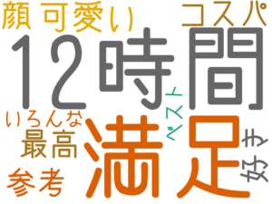 12時間, 満足, 可愛い, コスパ, 顔, 最高, 参考, 好き, いろんな, ベスト