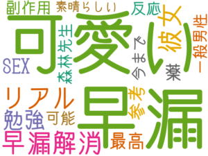 早漏, 可愛い, 早漏解消, リアル, 彼女, 勉強, 最高, 参考, SEX, 薬, 副作用, 可能, 一般男性, 反応, 今まで, 森林先生, 素晴らしい