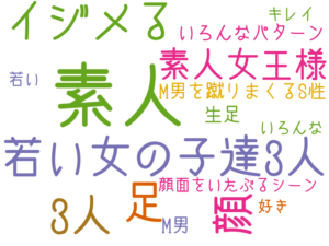 素人, 若い女の子達3人, イジメる, 顔, 3人, 足, 素人女王様, M男を蹴りまくるS性, いろんなパターン, 生足, M男, 顔面をいたぶるシーン, 若い, キレイ, いろんな, 好き