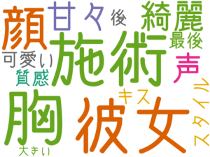彼女, 施術, 胸, 顔, 綺麗, 声, 甘々, 可愛い, スタイル, 質感, 後, 最後, キス, 大きい