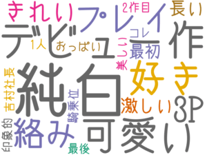 純白, デビュー作, 可愛い, 好き, プレイ, 絡み, 3P, きれい, 激しい, 長い, 最初, おっぱい, 1人, 2作目, 吉村社長, 騎乗位, 最後, 印象的, 美しい, コレ