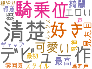 清楚, デビュー作, 好き, 騎乗位, 可愛い, エロい, 最高, 見た目, 顔, 綺麗, スタイル, 雰囲気, 最初, 乳首, 得意, 声, ギャップ, 喘ぎ声, 穏やか, ルックス